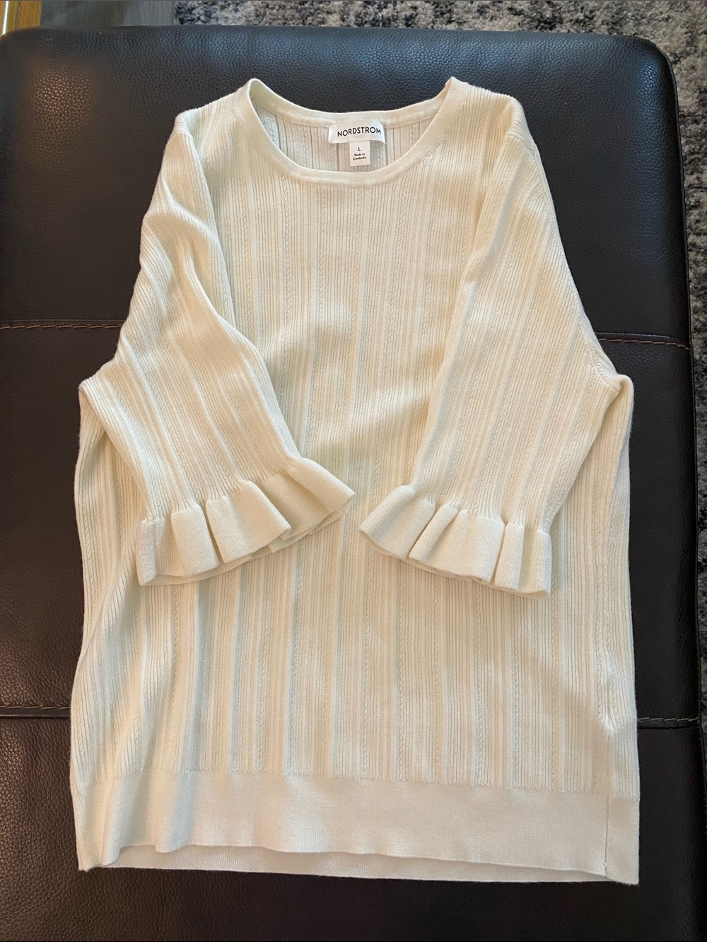 Nordstrom Ruffle-Cuff Ribbed Top
